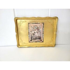 Florentine Gold Wood Tray with Monkeys The Firenze Collection Design Imports